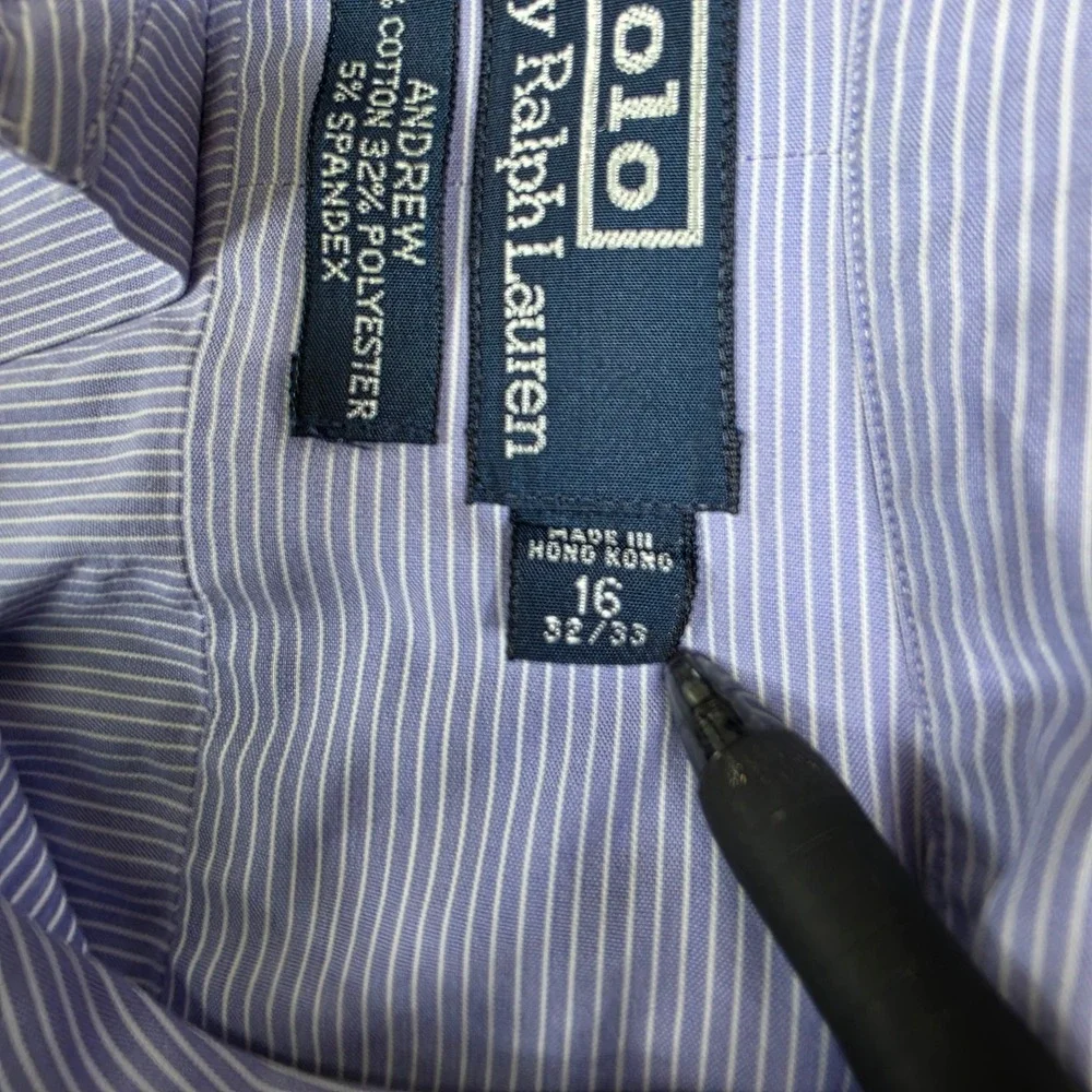Polo Ralph‎ Lauren Andrew Button Dress Shirt Men's Size 16 32/33 Striped Purple
